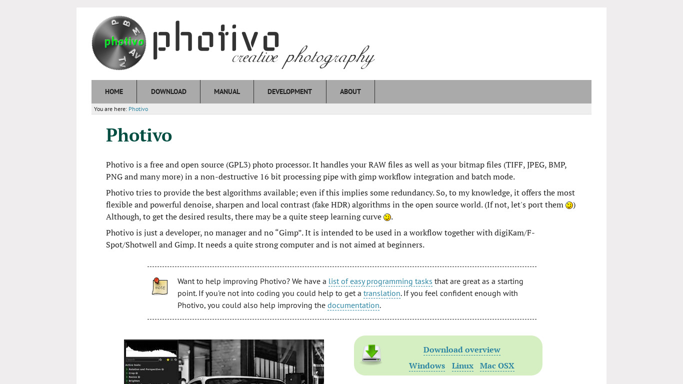 photivo Landing page