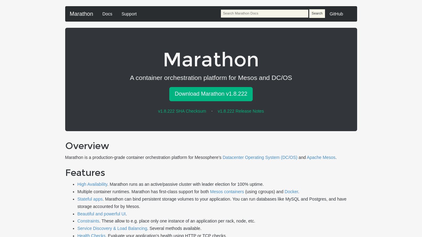 Marathon Landing page