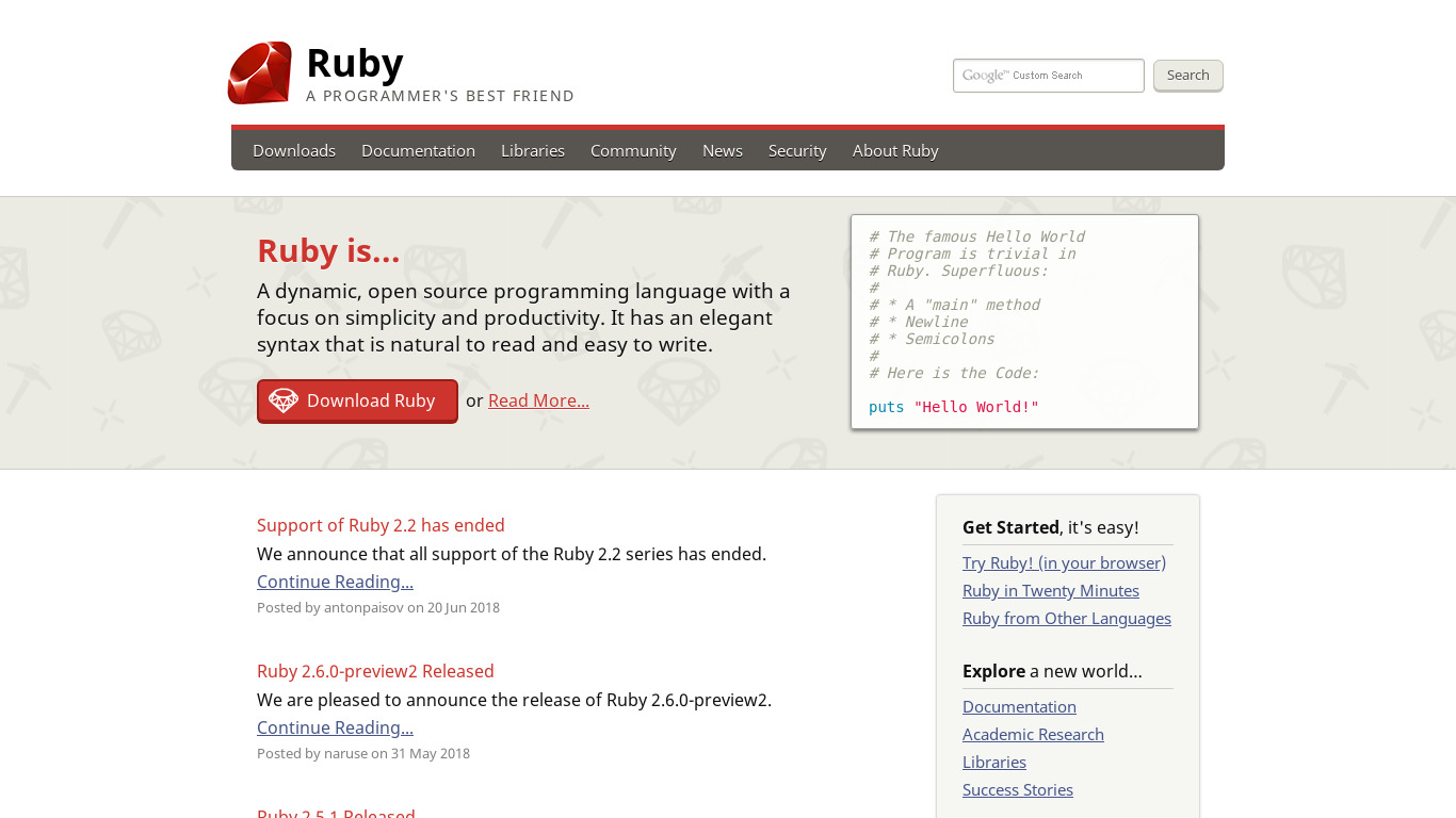 Ruby Landing page
