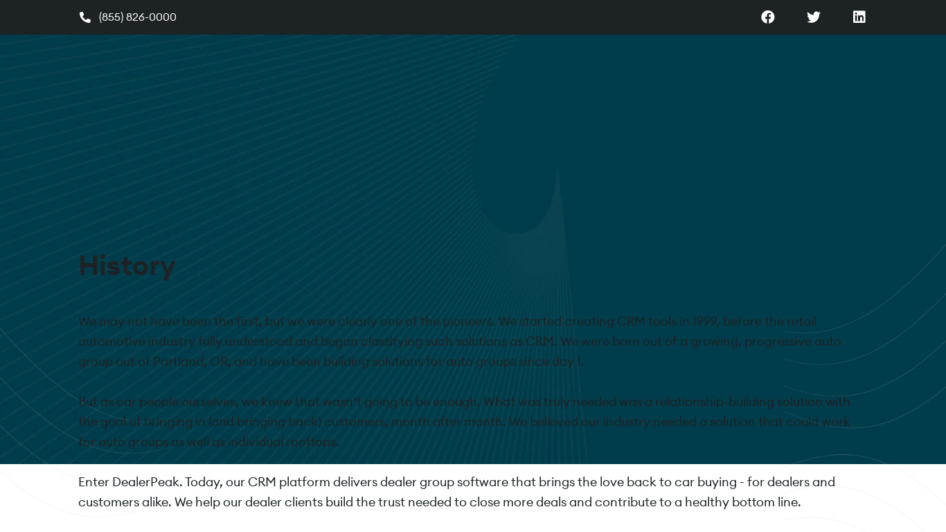 DealerPeak CRM Center Landing page