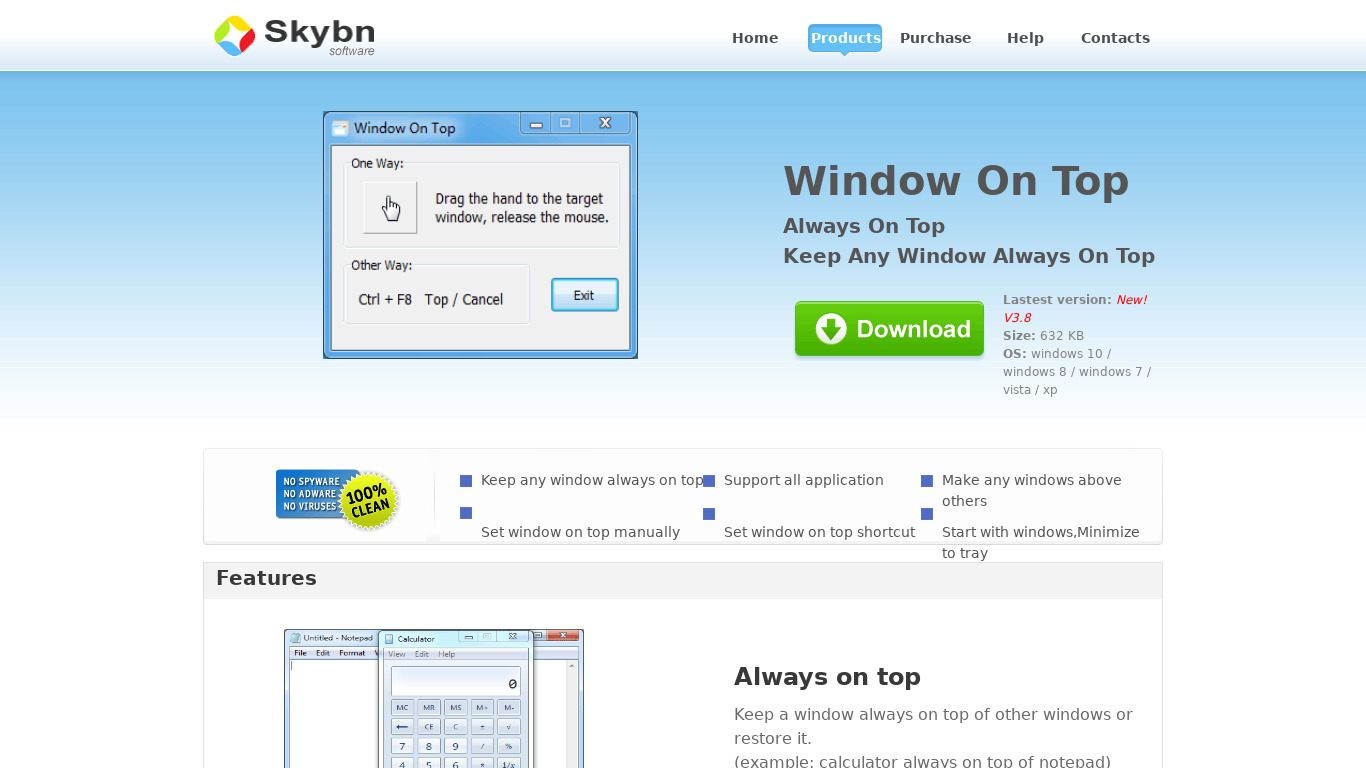 Skybn Window On Top Landing page