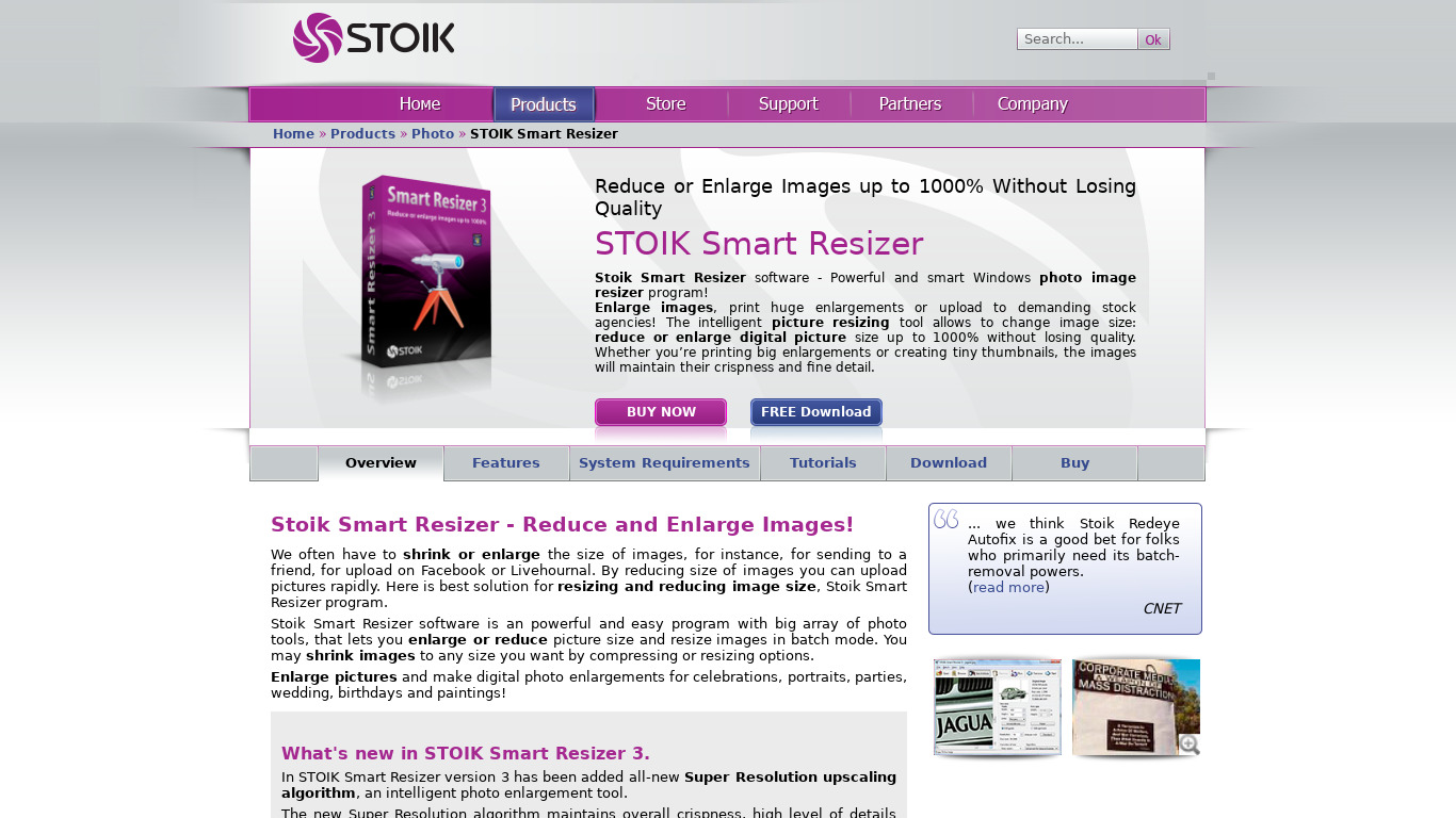 STOIK Smart Resizer Landing page