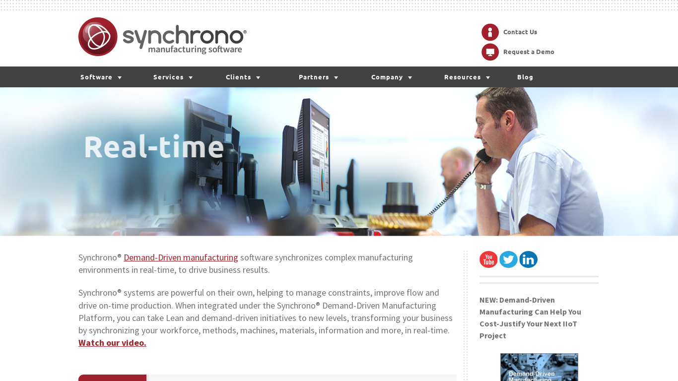 Synchrono Demand-Driven Manufacturing Landing page