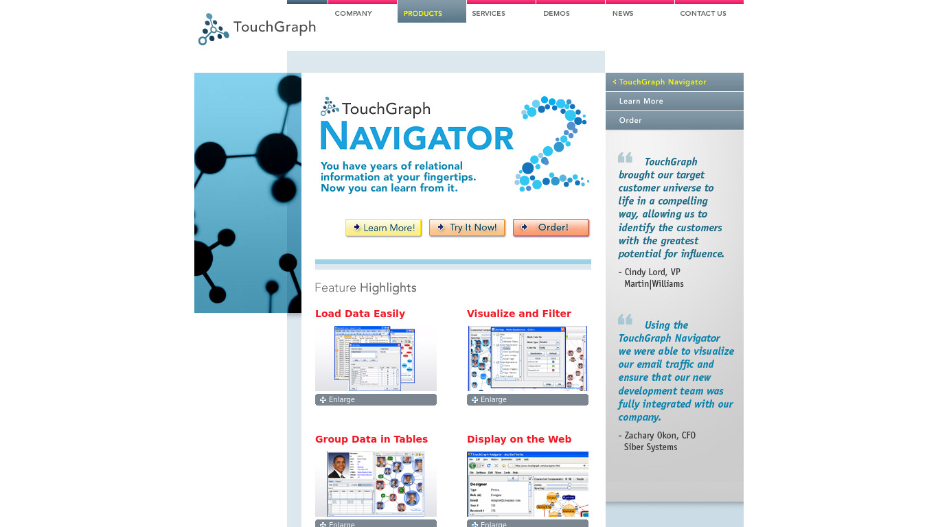 Touchgraph Navigator Landing page