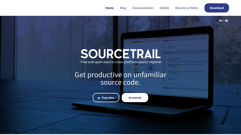 Sourcetrail Landing Page
