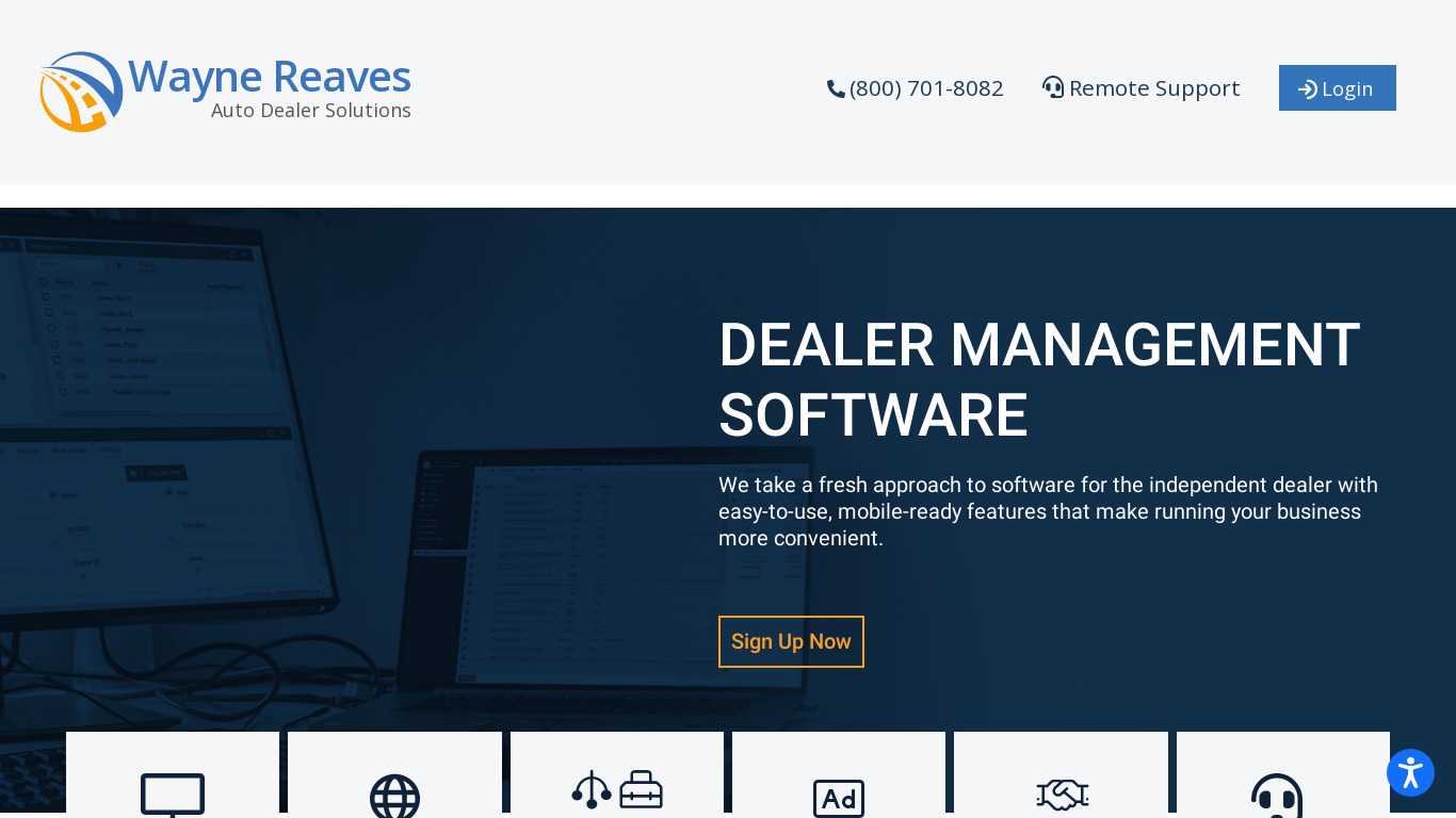 Wayne Reaves Dealer Management Software Landing page