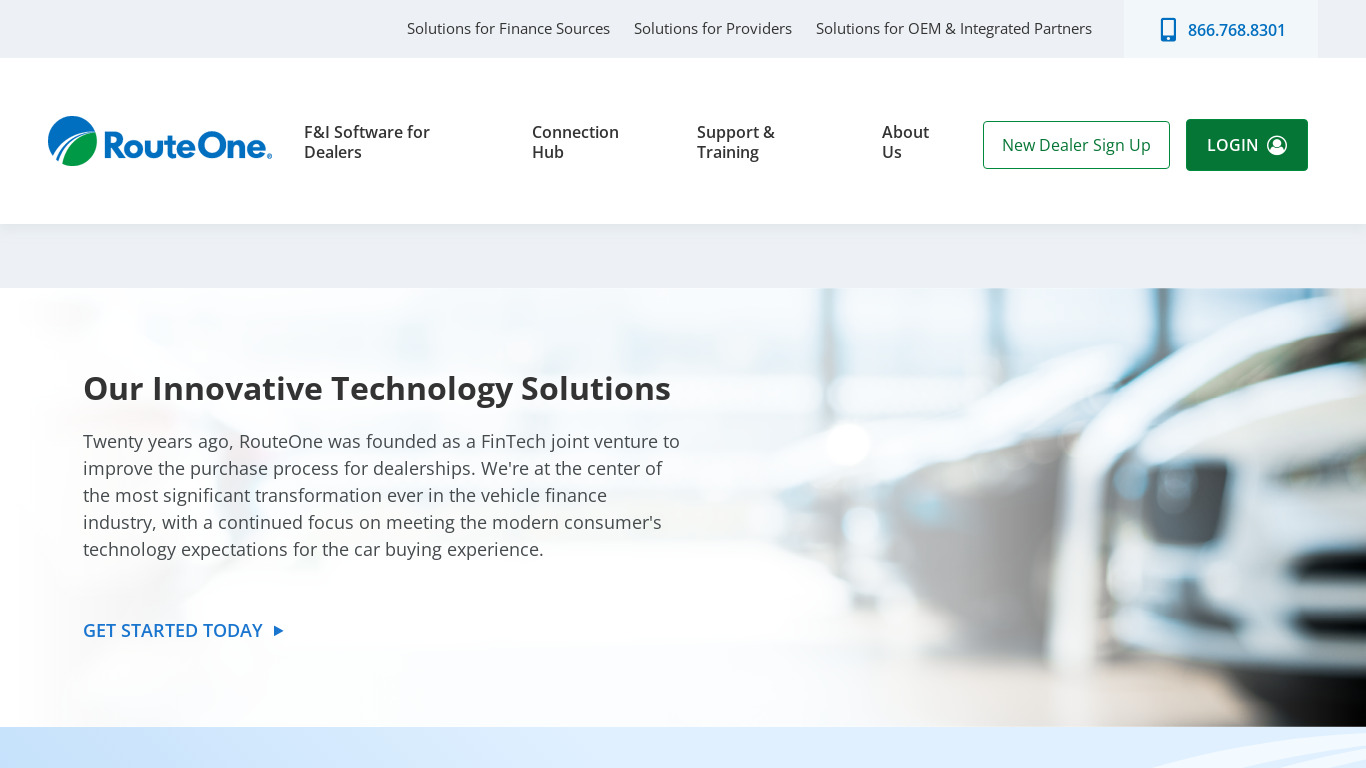 RouteOne Landing page