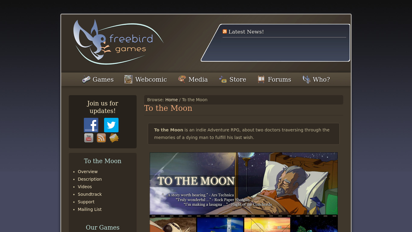 freebirdgames.com To the Moon Landing page