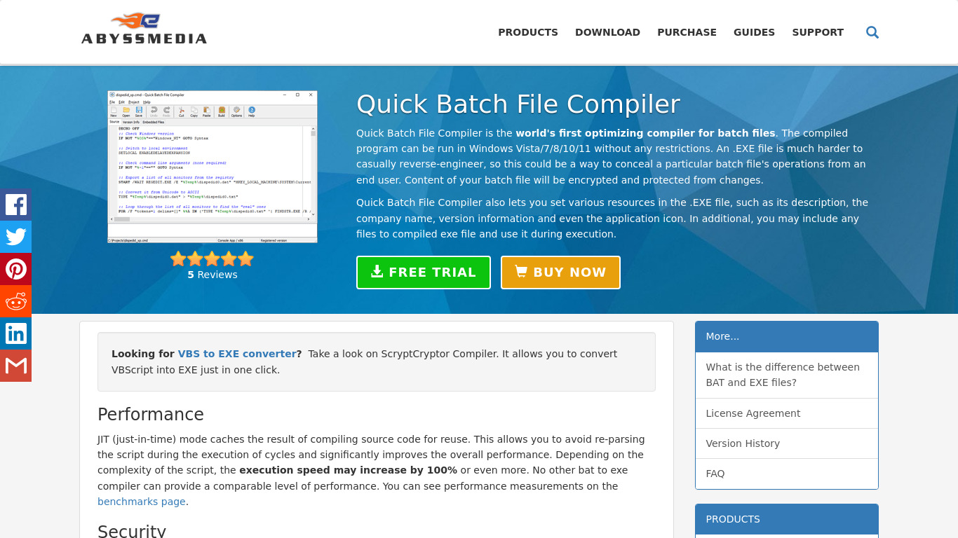 Quick Batch File Compiler Landing page