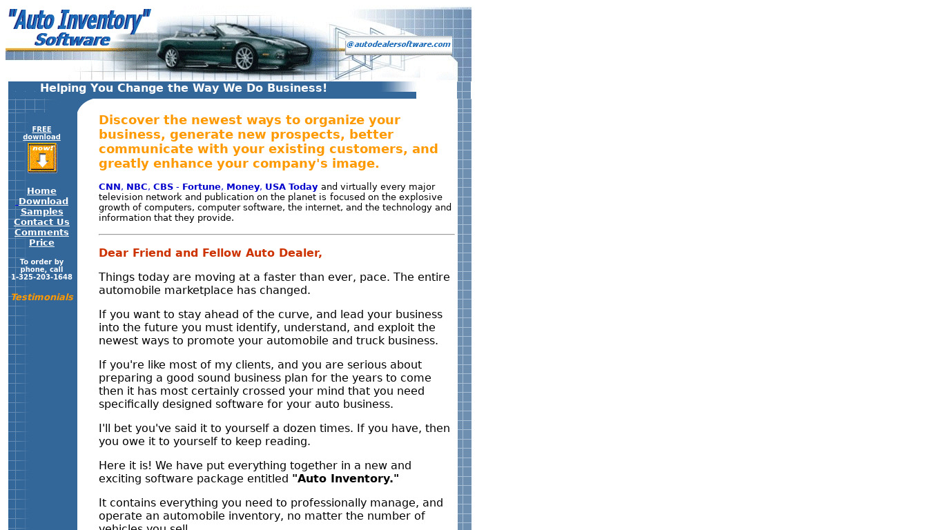 Auto Inventory Landing page