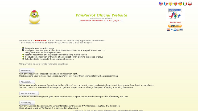 WinParrot Landing Page