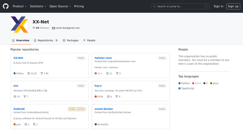 XX-Net Landing Page
