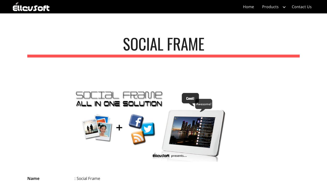 ellevsoft.com Social Frame Landing page