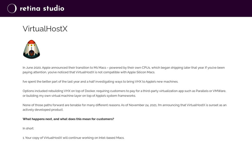 VirtualHostX Landing Page