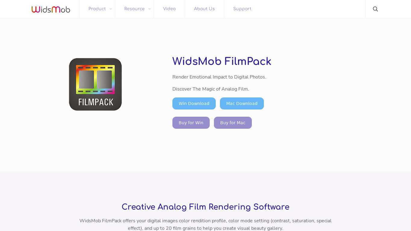 WidsMob FilmPack Landing page