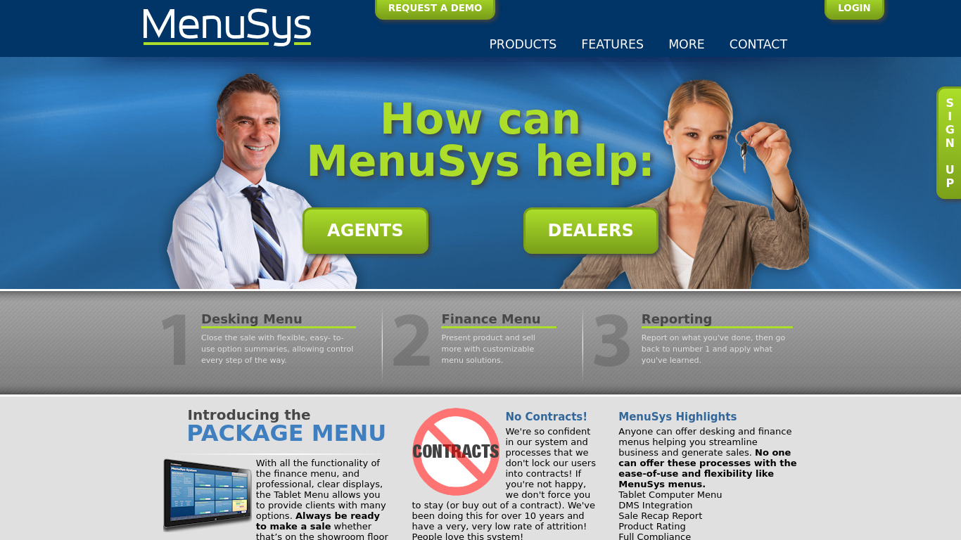 MenuSys Landing page