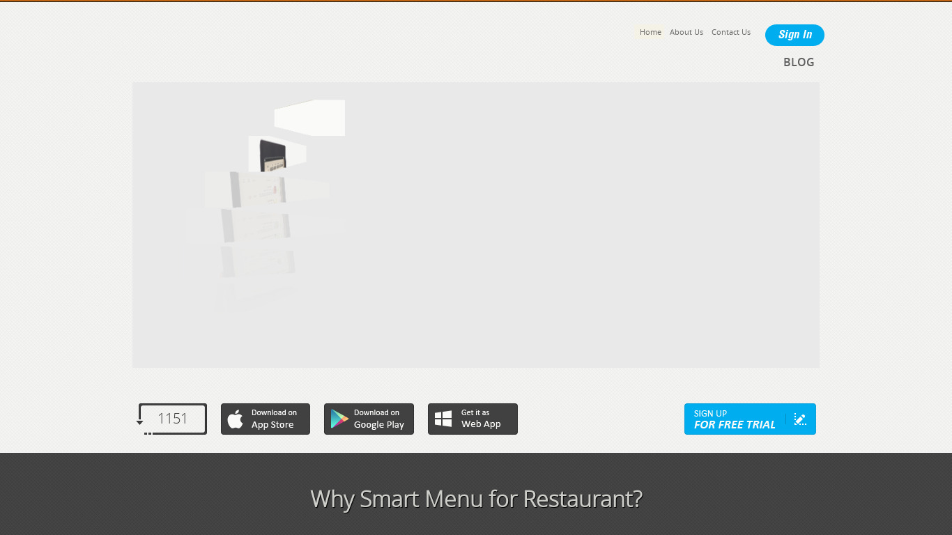 Smart Menu Software Landing page