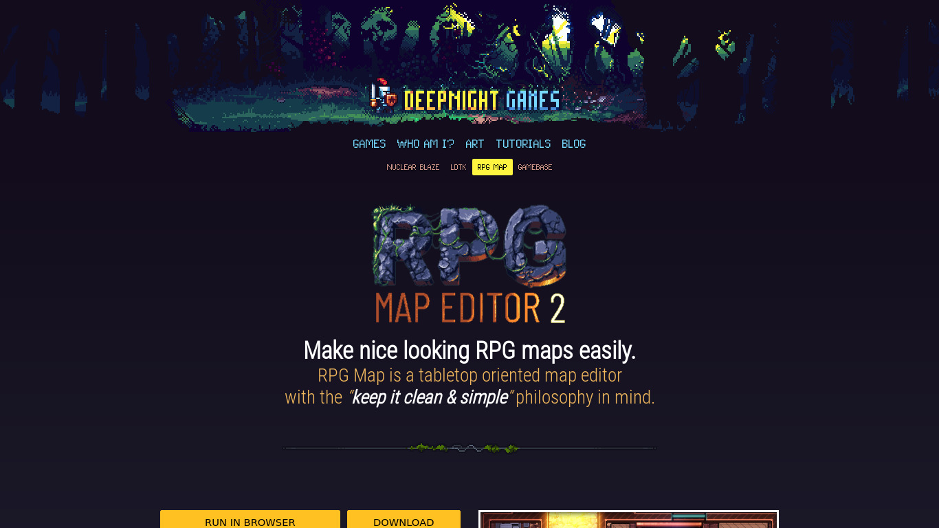 Tabletop RPG Map editor 2 Landing page
