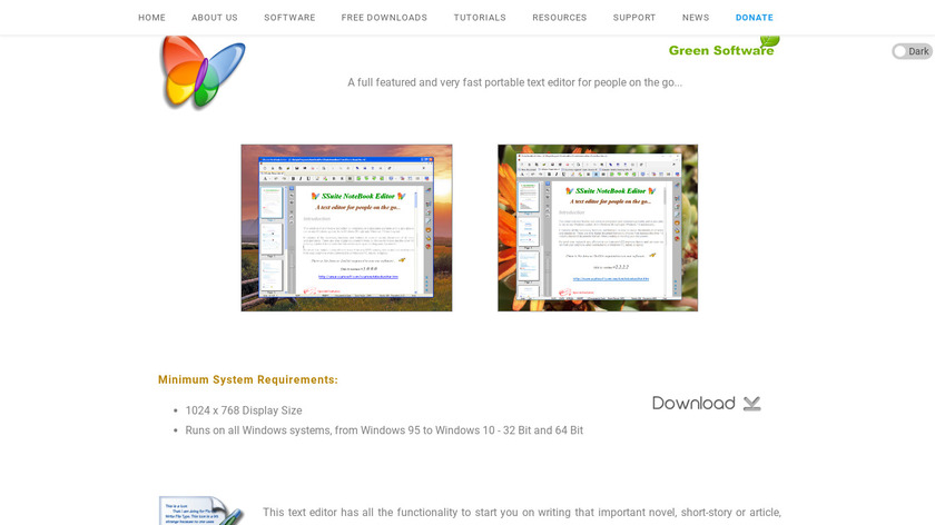 SSuite NoteBook Editor Landing Page
