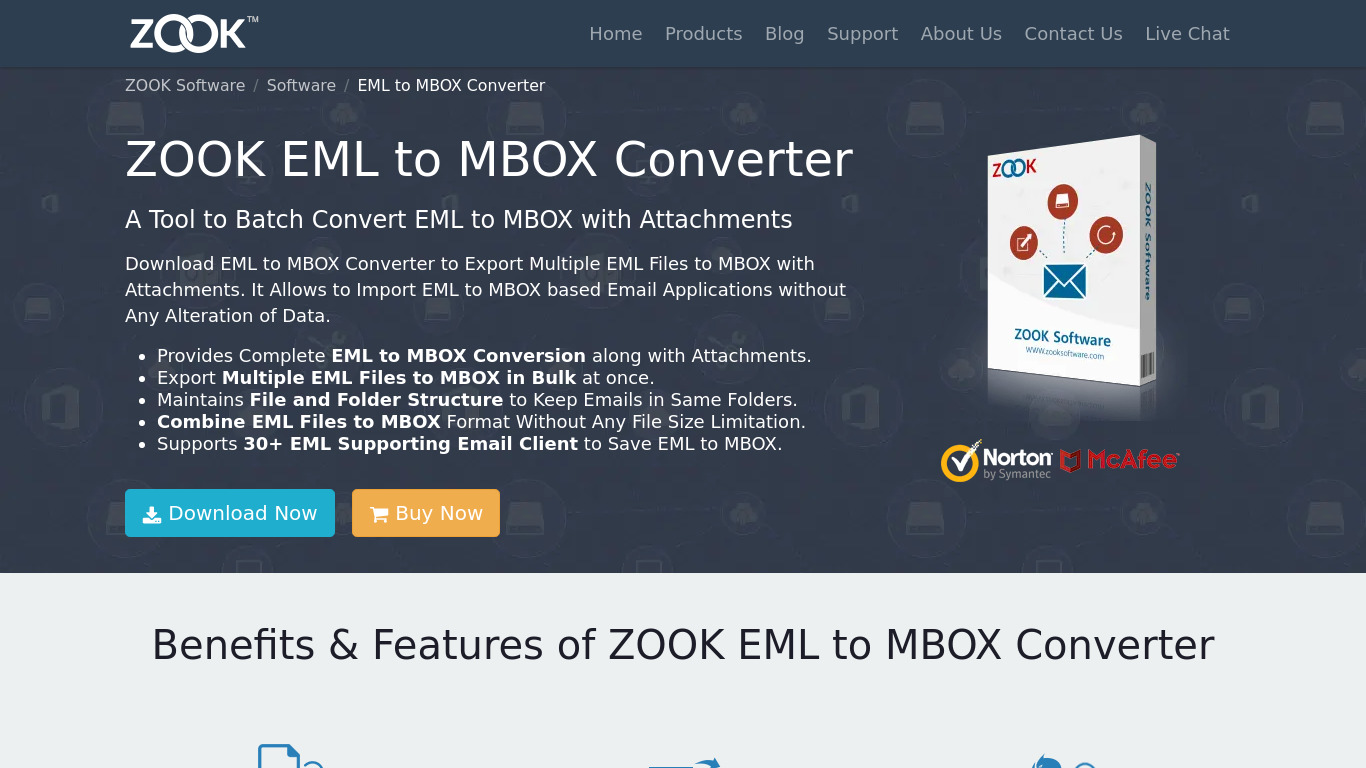 ZOOK EML to MBOX Converter Landing page
