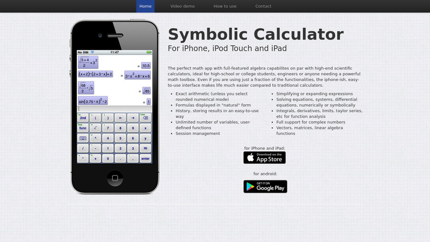 SymCalc - Symbolic Calculator Landing Page