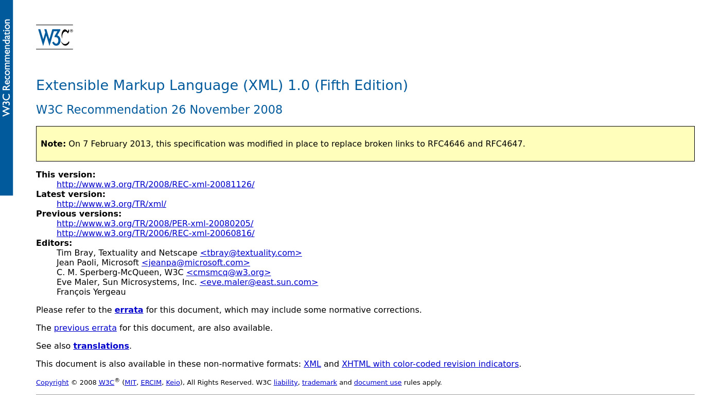 XML Landing page