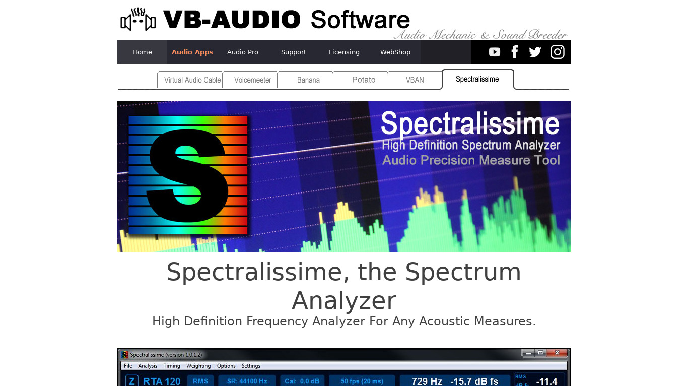 Spectralissime Landing page