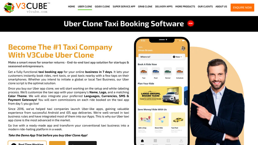 Uber Clone by v3cube Landing Page