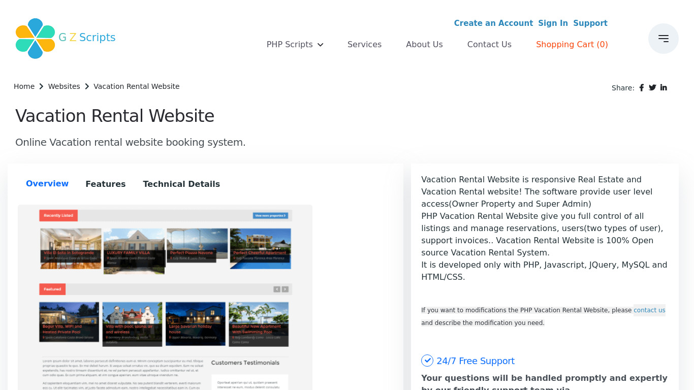 Vacation Rental Website Landing page