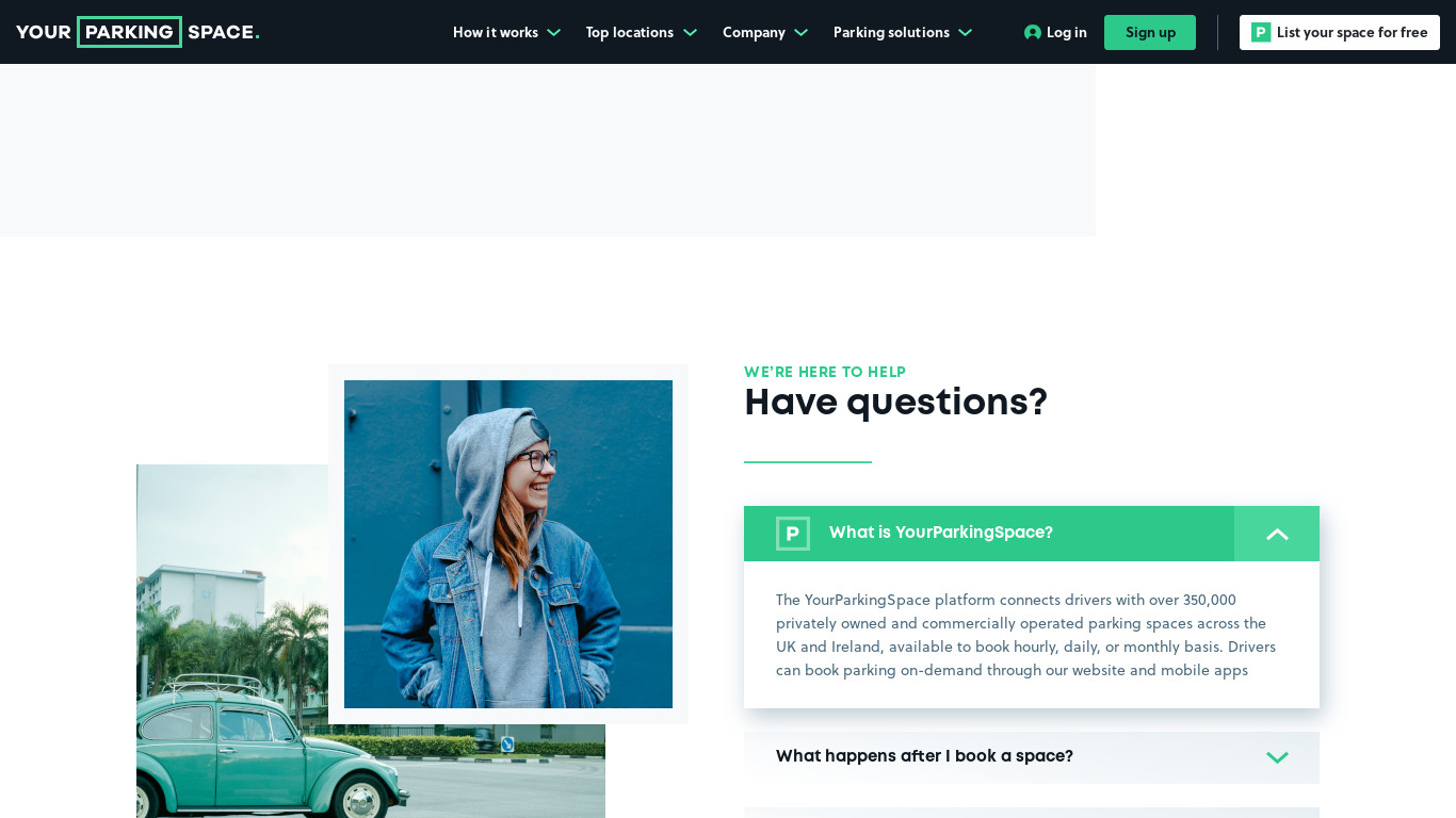 YourParkingSpace Landing page