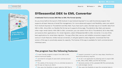 SYSessential DBX to EML Converter image