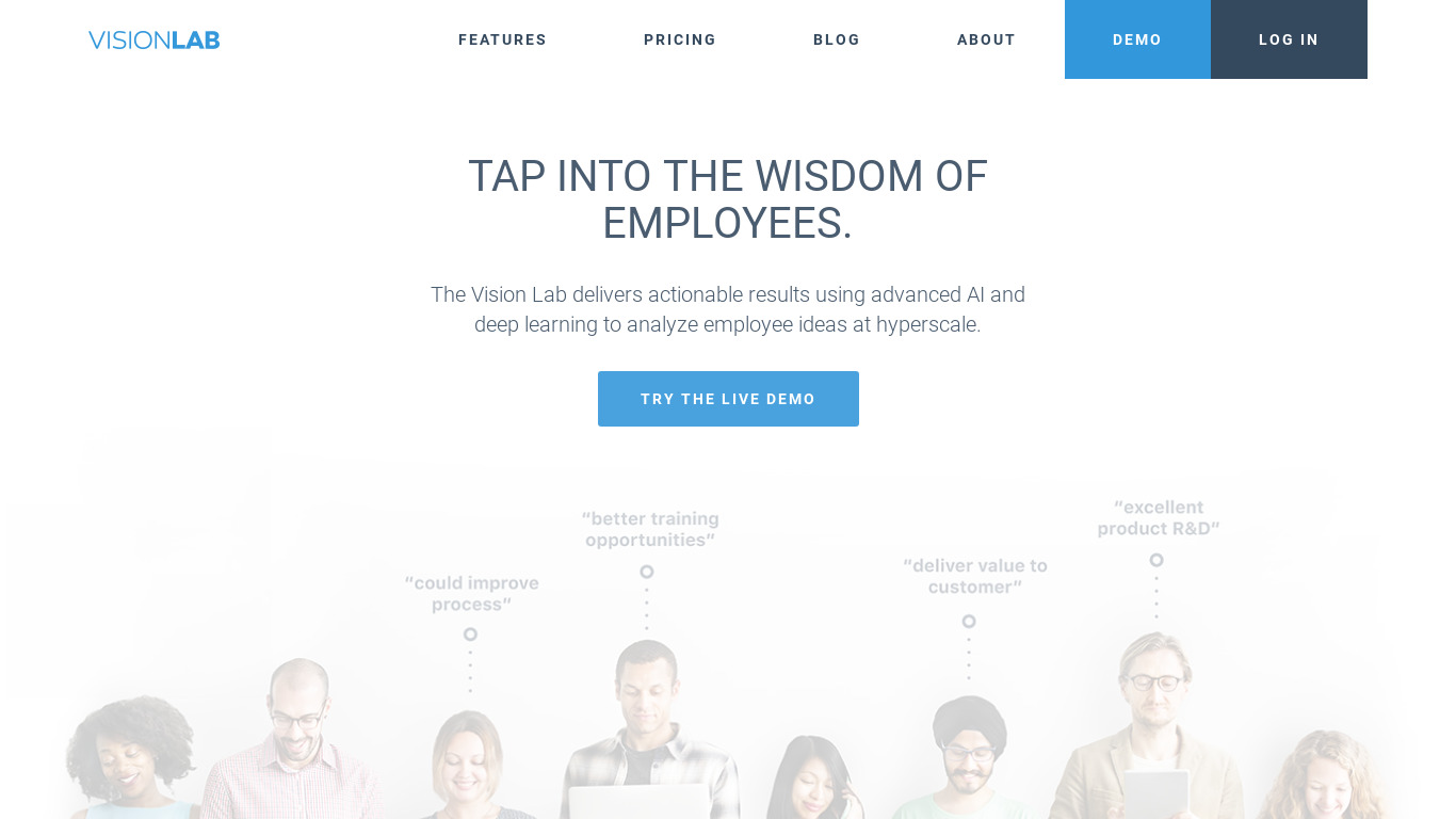 The Vision Lab Landing page