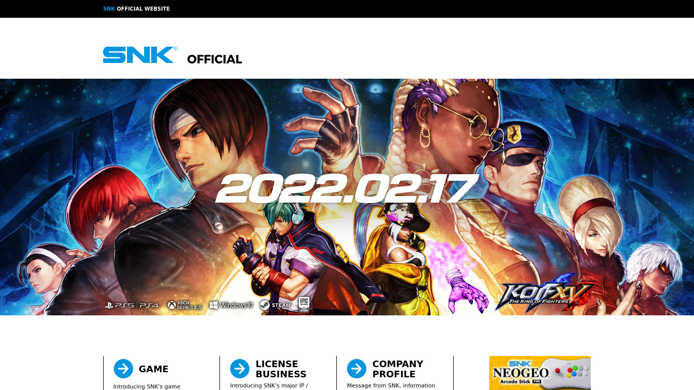 THE KING OF FIGHTERS Landing page