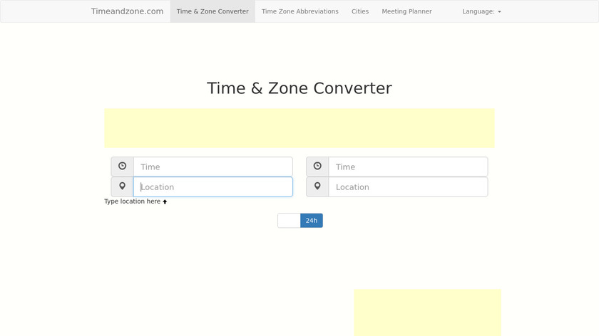 Time and Zone Landing Page