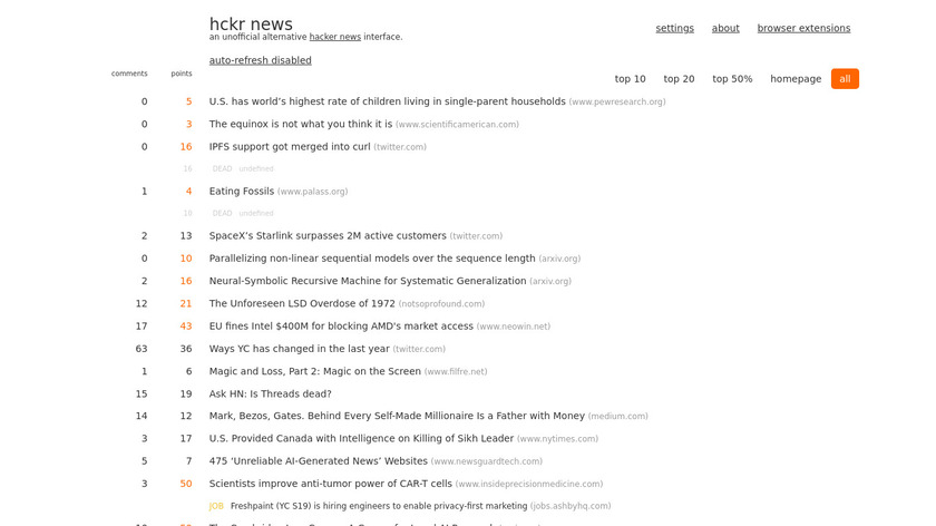 hckr news Landing Page