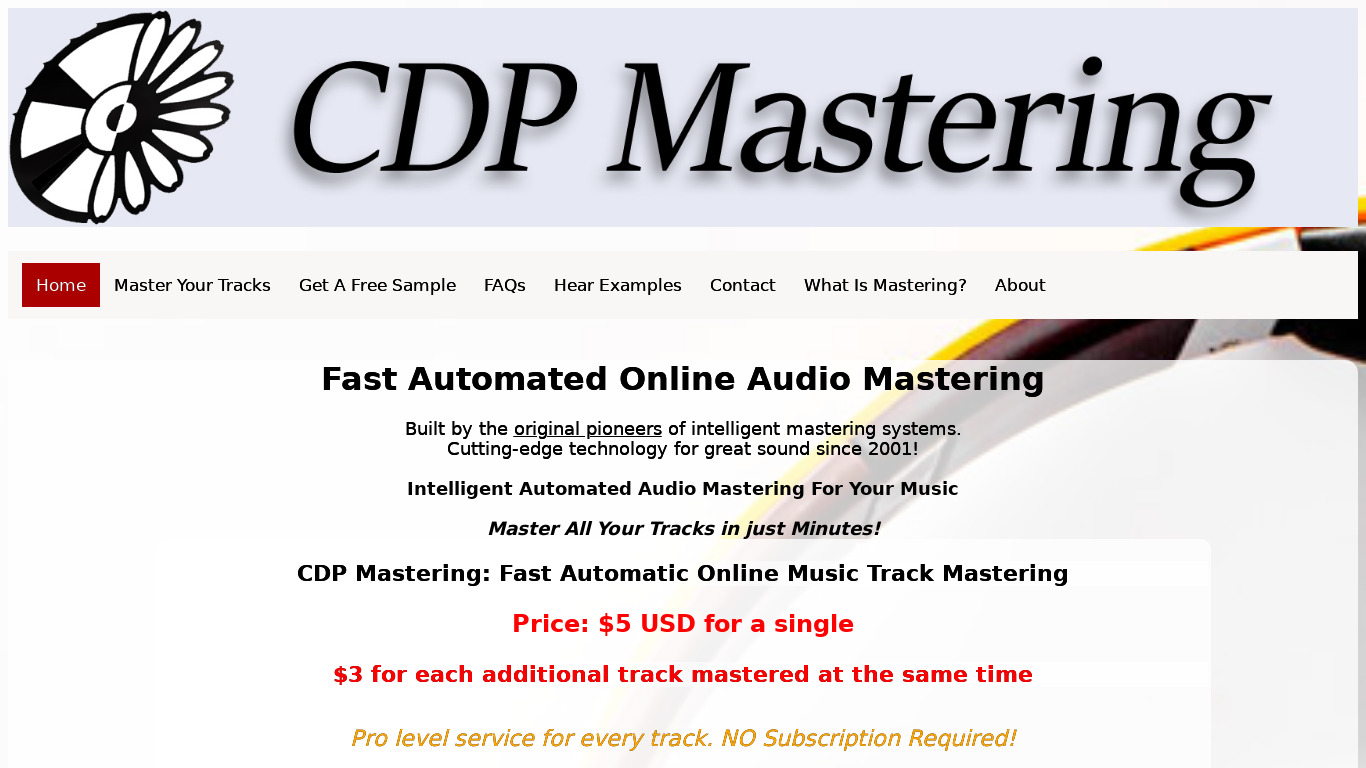 CDP Mastering Landing page