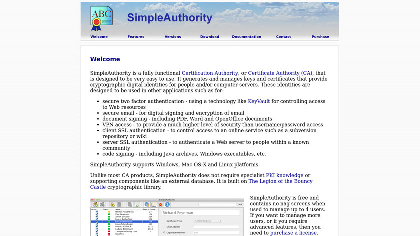 SimpleAuthority Landing Page