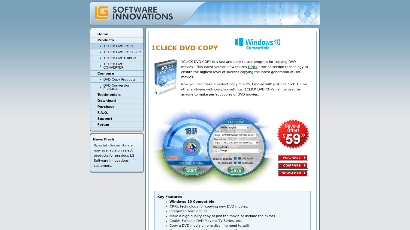 1Click DVD Copy Landing page