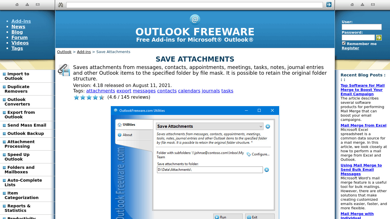 Save Attachments from Outlook Landing page