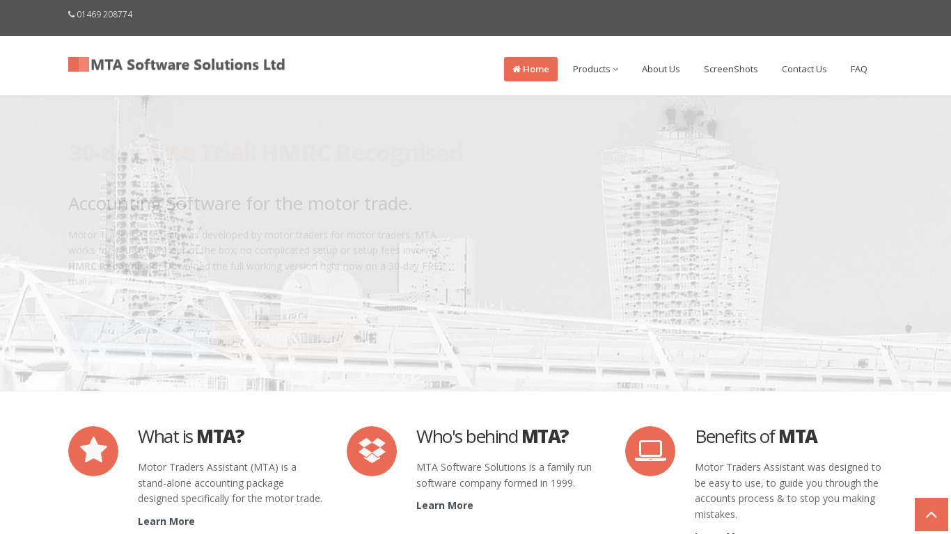 Motor Traders Assistant Landing page