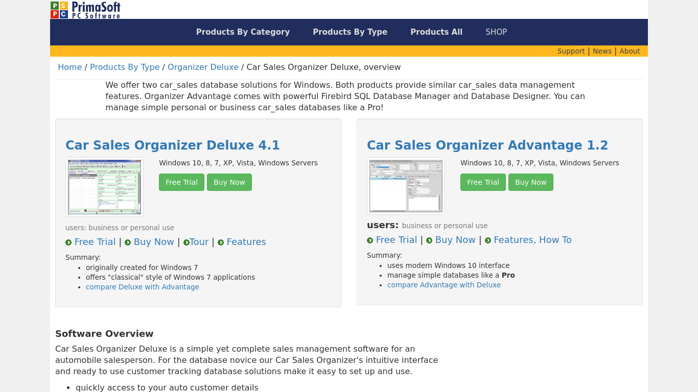 Car Sales Organizer Deluxe Landing page