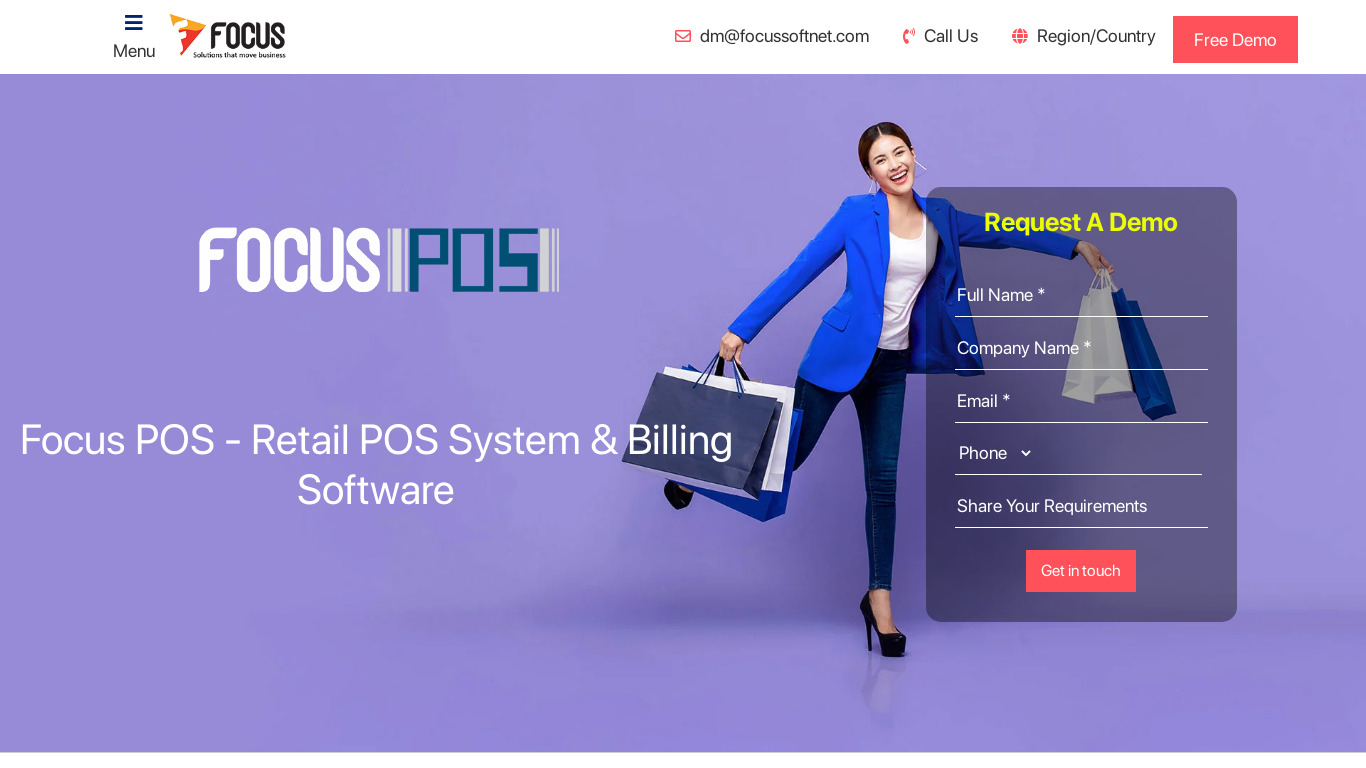 focussoftnet.com Focus POS Landing page