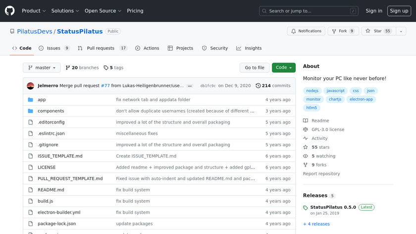 StatusPilatus Landing Page