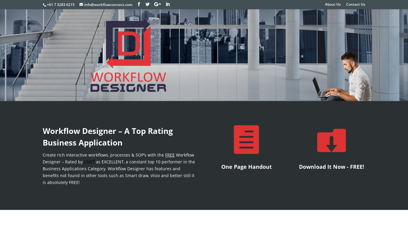 Workflow Designer Landing page