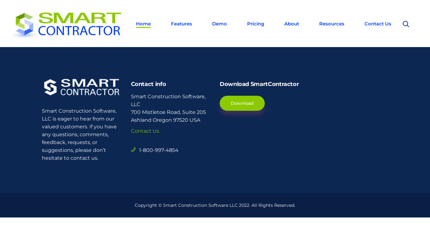 Smart Contractor Landing page