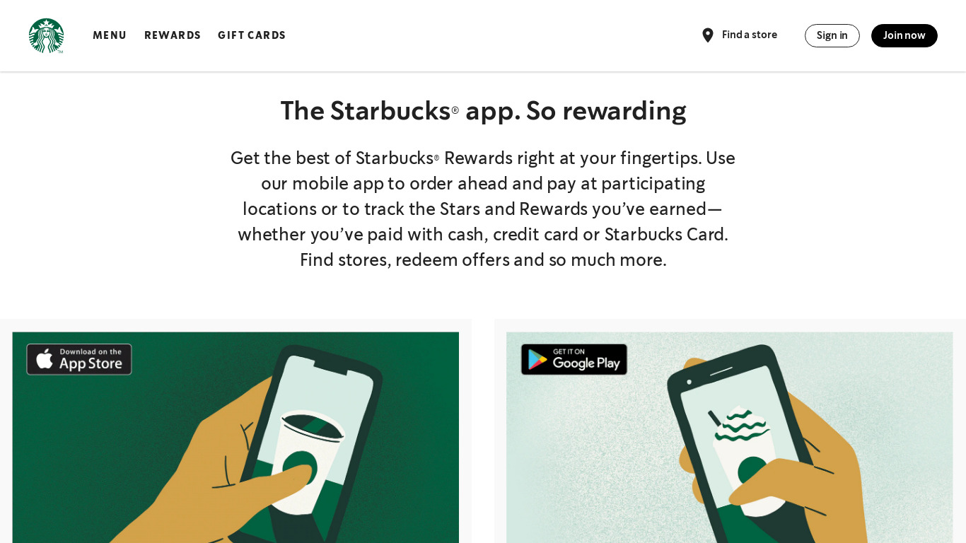 Starbucks Card Landing page