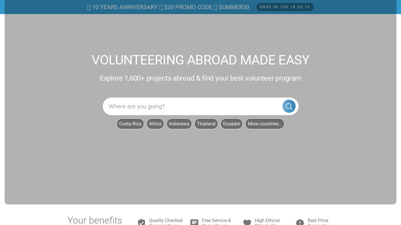 Volunteer World Landing page