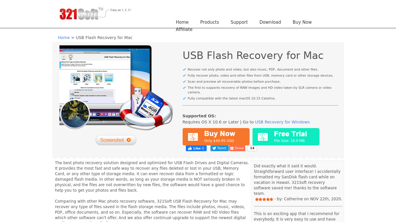 321Soft USB Flash Recovery Landing page