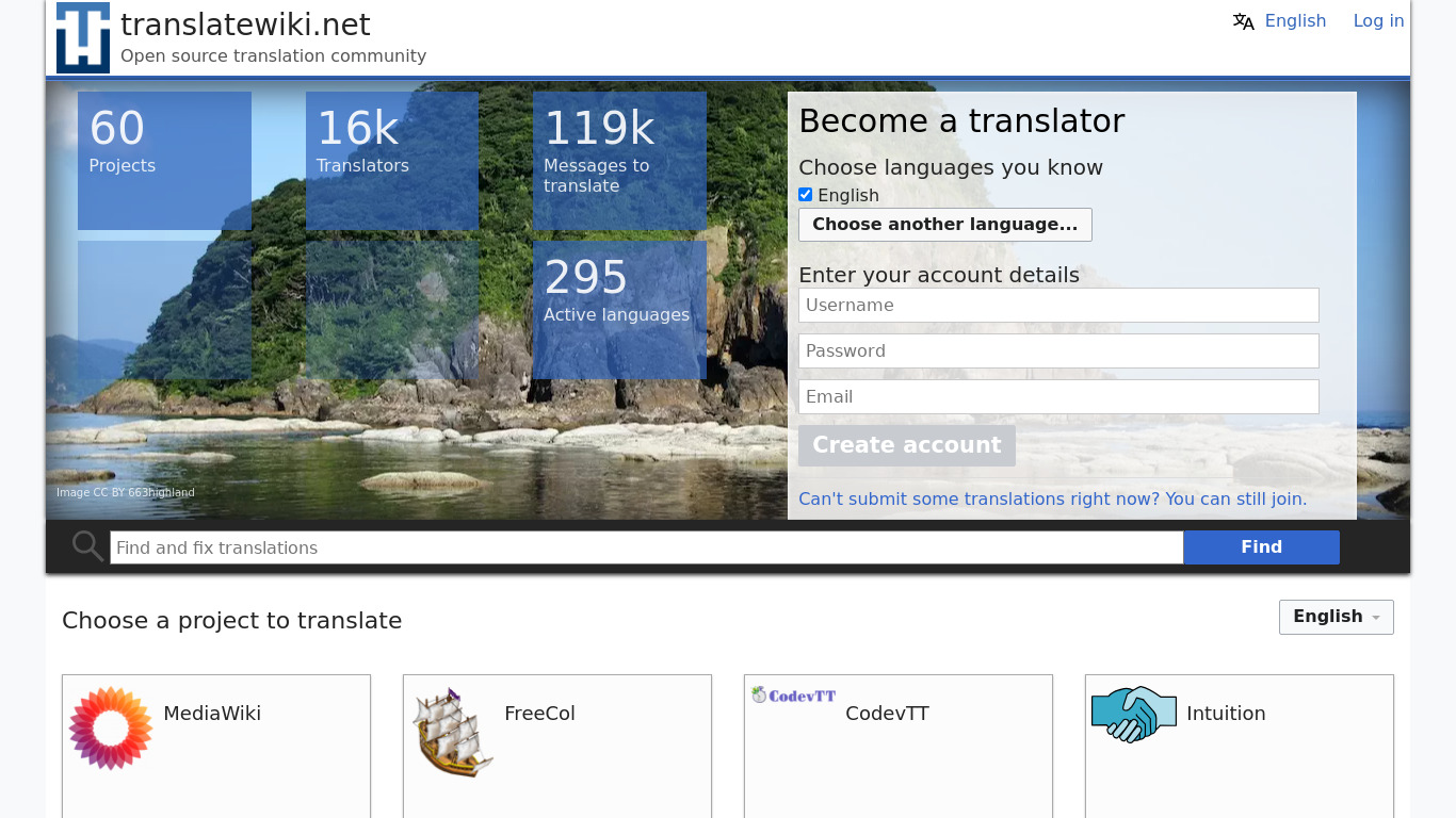 translatewiki.net Landing page