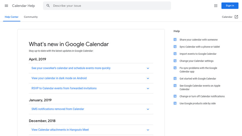 New Google Calendar Landing Page